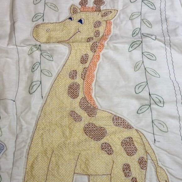 Homemae Baby Blanket Cross Stitch Elephant Giraffe Monkey Lion Frog 40"x61" - Picture 6 of 11